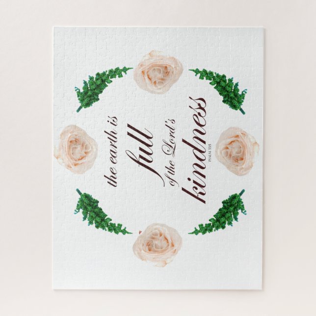 Quebra-cabeça Escritura, Salmo 33, Rosas Brancas e Ramificações  (Vertical)