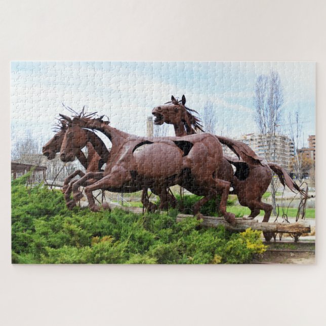 Quebra-cabeça Escultura de cavalos corridos (Horizontal)