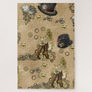Quebra-cabeça Esculturas de Steampunk na Textura de couro de est