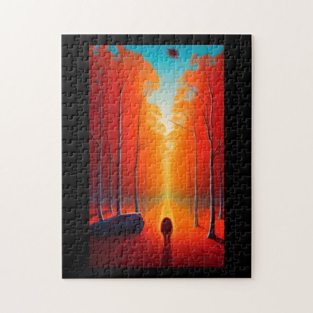 Quebra-cabeça Esfera de alienígena de folhagem  ouro laranja fol (Vertical)