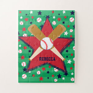 Quebra-cabeça Esfera e estrelas personalizadas de beisebol