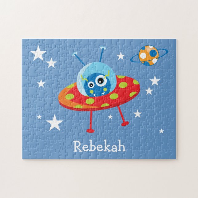 Quebra-cabeça Espaçamento Personalizado da Alienígena em Cute (Horizontal)