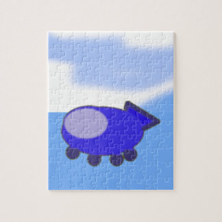 Quebra-cabeça Espachante azul-esbranquiçado em nuvens azuis fran