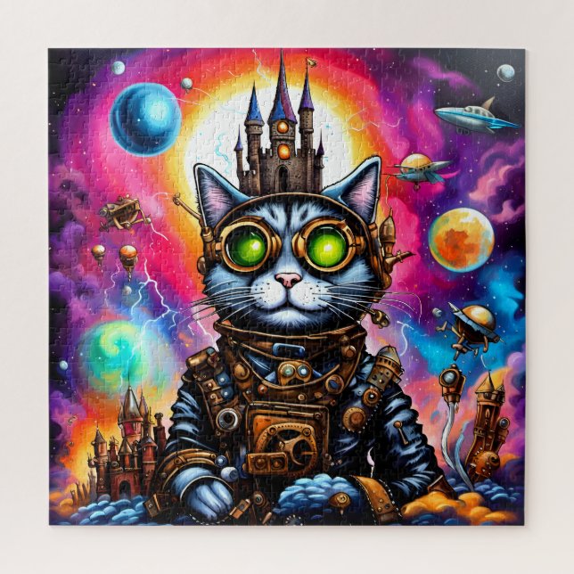 Quebra-cabeça Espaço de Steampunk Cat I (Vertical)