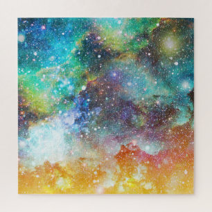 Quebra-cabeça Espaço futurístico, fundo nebuloso estrelado.