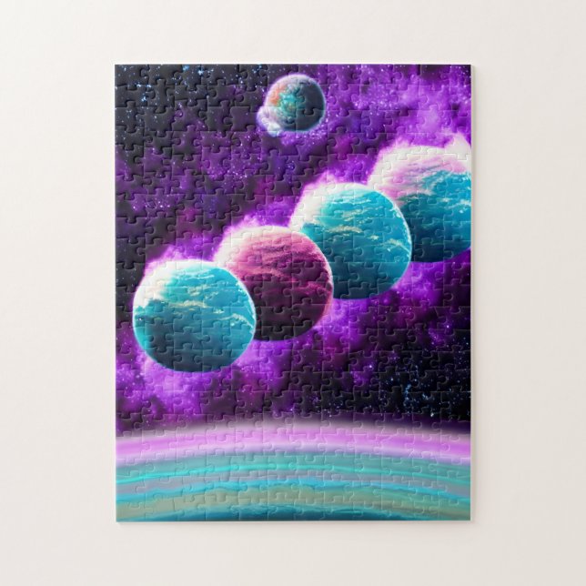 Quebra-cabeça Espaço Universo Roxo abstrato Cósmico (Vertical)