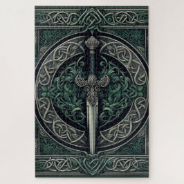 Quebra-cabeça Espada Verde Celta e Prata
