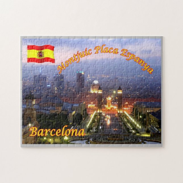 Quebra-cabeça Espanha - Barcelona - Espanha de Placa Montjuic - (Horizontal)