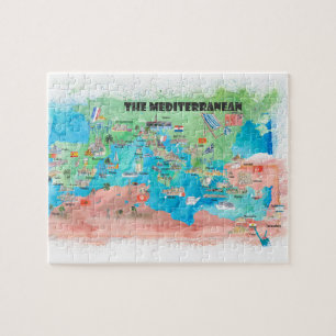 Quebra-cabeça Espanha de Mapa do Poster de viagens de Cruzeiros
