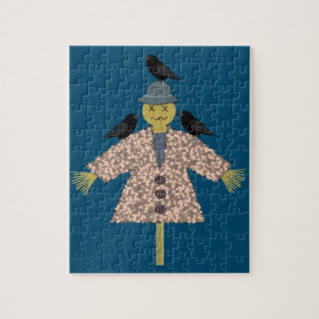 Quebra-cabeça Espantalho da Palha do Halloween e Ravens (Vertical)