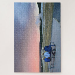 Quebra-cabeça Esperando pelo gêiser Old Faithful ao pôr do sol