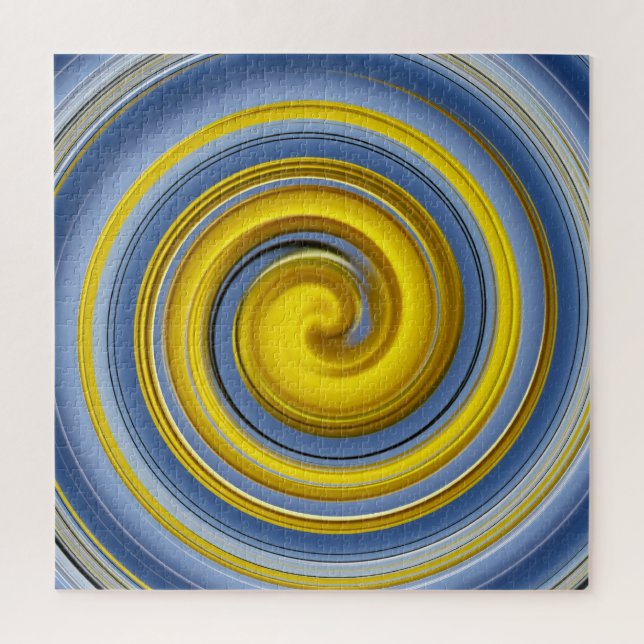 Quebra-cabeça Espiral amarela e azul (Vertical)