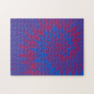 Quebra-cabeça Espiral azul-claro e vermelho-torta-penteada