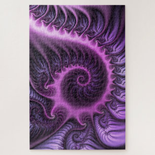 Quebra-cabeça Espiral De Arte Fractal, Roxal, Rosa-Legal, vívida