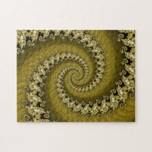 Quebra-cabeça espiral dobro amarelo do Fractal