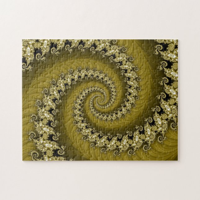 Quebra-cabeça espiral dobro amarelo do Fractal (Horizontal)