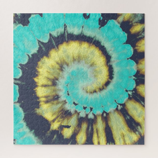 Quebra-cabeça Espiral Teal: Textura Grunge Hippie. (Vertical)