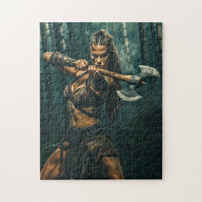 Quebra-cabeça Espírito Guerreiro de Mulher Viking Canalizando (Vertical)