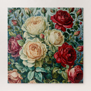 Quebra-cabeça Esplendor rosa. Buquê floral de rosas.