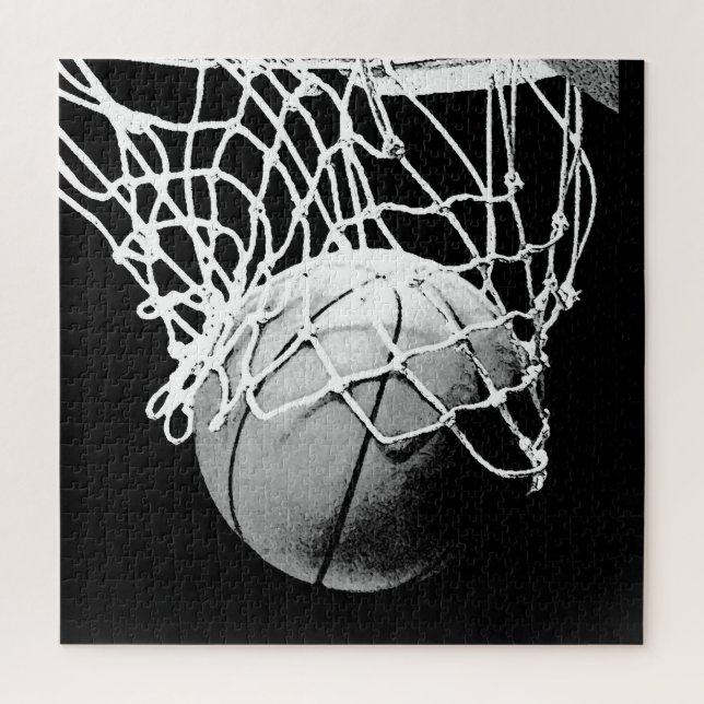 Quebra-cabeça Esportes - Basquete Branco preto único e moderno (Vertical)