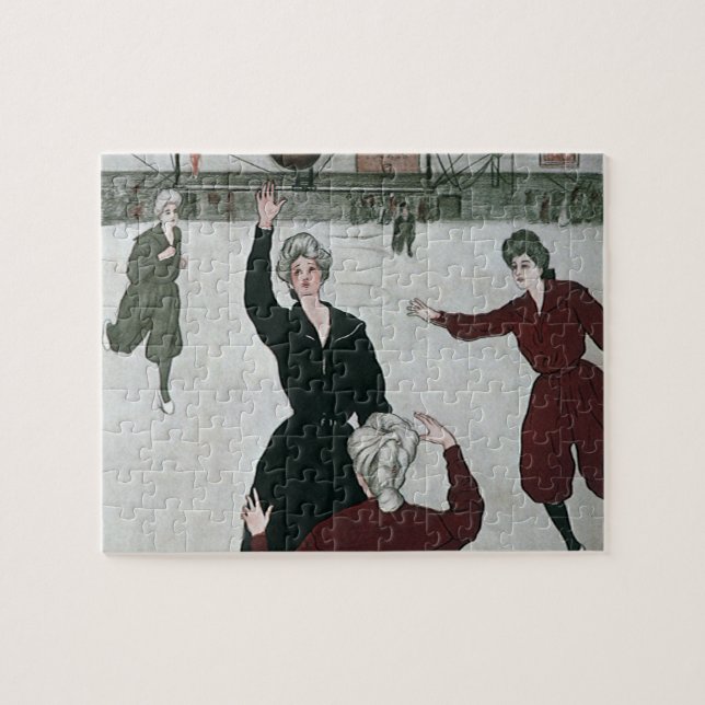 Quebra-cabeça Esportes retrô, jogadoras de basquetebol em jogo (Horizontal)