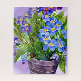 Quebra-cabeça Esquece-me de Blue Floral Watercolor