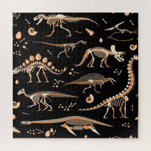 Quebra-cabeça Esqueletos de dinossauro, fósseis, padrão de colhe