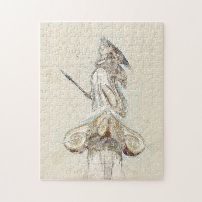 Quebra-cabeça Esquema de Aquarela da Estátua de Athena (Vertical)