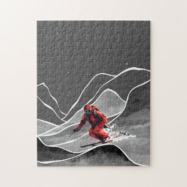 Quebra-cabeça Esqui da Montanha Snowy (Vertical)