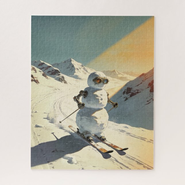 Quebra-cabeça Esquiando Boneco de Neve  (Vertical)
