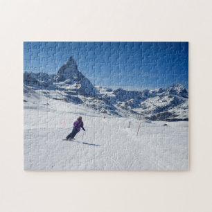 Quebra-cabeça Esquiando com Mt. Matterhorn em Zermatt, suiça