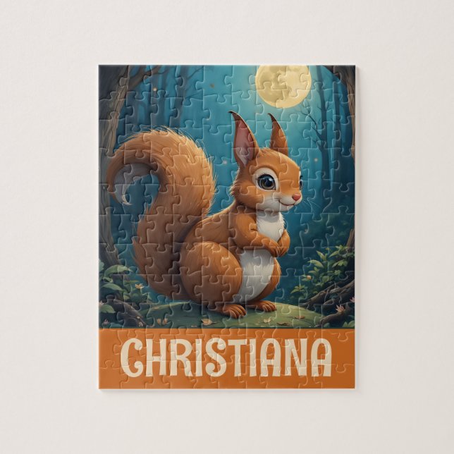 Quebra-cabeça Esquilo Caprichoso Fofo Personalizado (Vertical)