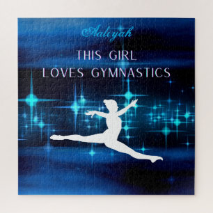 Quebra-cabeça Esta Menina Adora A Ginástica Preta, Azul, Branca