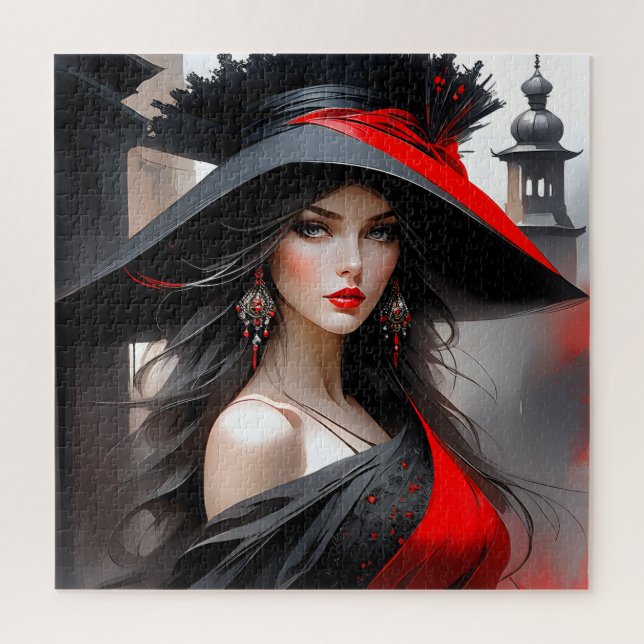 Quebra-cabeça Esta mulher tem um rosto fantástico. Ela é caucasi (Vertical)