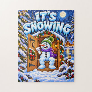Quebra-cabeça Está Nevando Palheiro de Natal Engraçado