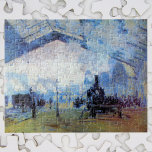 Quebra-cabeça Estação de trem Gare Santo-Lazare, por Claude Mone<br><div class="desc">O Gare Santo-Lazare, Trem da Normandia (1877), de Claude Monet, é uma pintura de arte do impressionismo antigo, parte de uma série de 12 pinturas. Gare Santo-Lazare, uma das maiores e mais movimentadas estações ferroviárias de Paris. Sobre o artista: Claude Monet foi fundador do movimento de pintura impressionista francês, com...</div>