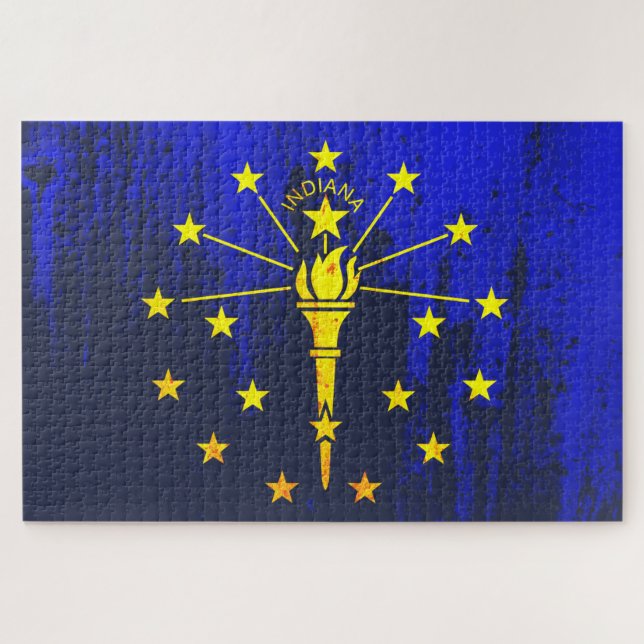 Quebra-cabeça Estado de Indiana Flag Grunge (Horizontal)