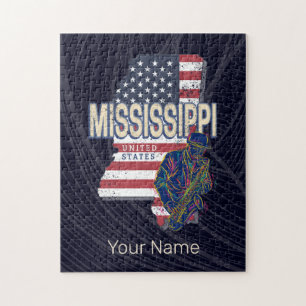 Quebra-cabeça Estado do Mississippi Estados Unidos Map Vintage E