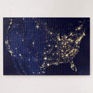 Quebra-cabeça Estados Unidos da América à noite do espaço