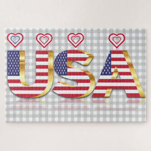 Quebra-cabeça Estados Unidos - EUA Flag - Hearts