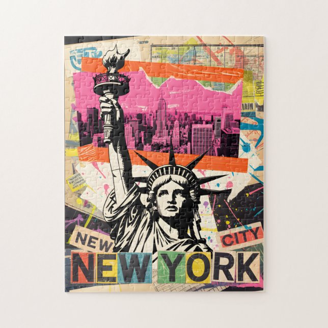Quebra-cabeça Estátua da Liberdade do Retro Punk Collage da Cida (Vertical)