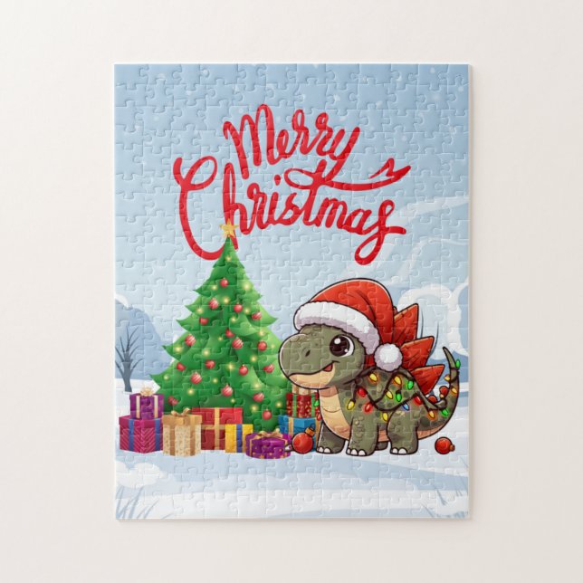 Quebra-cabeça Estegossauro de Natal de bebê Fofo/Excêntrico  (Vertical)