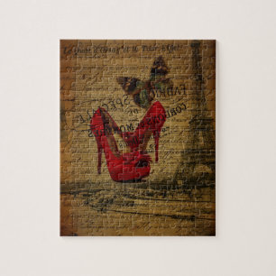 Quebra-cabeça Estereótipos vermelhos da torre de Paris eiffel