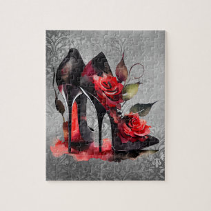 Quebra-cabeça Estilettos Vermelhos Fashionistas Góticos com Rosa