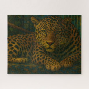 Quebra-cabeça Estilidade do ouro - Leopardo em repouso na folhag