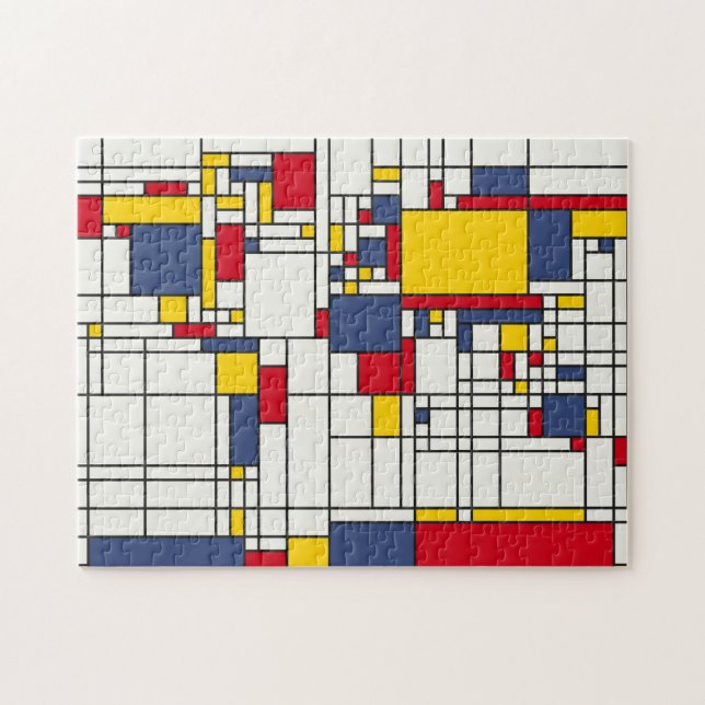 Quebra-cabeça Estilo abstrato de Mondrian do mapa do mundo (Horizontal)