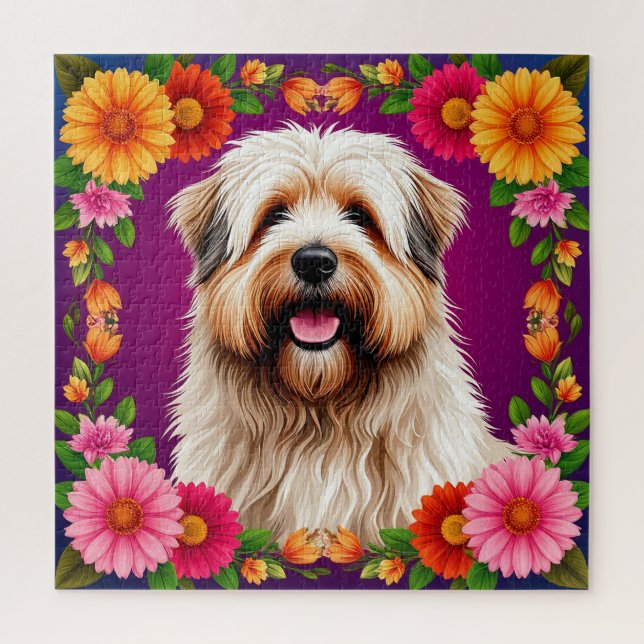 Quebra-cabeça 🌸 Estilo Aconchegante Floral Alegria Cachorrinho  (Vertical)