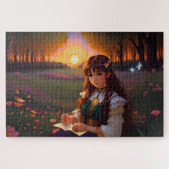Quebra-cabeça Estilo de Animação Triste em Prado, em Prado (Horizontal)