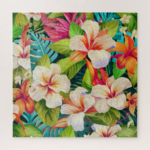 Quebra-cabeça Estilo de Pintura a Óleo Floral Tropical