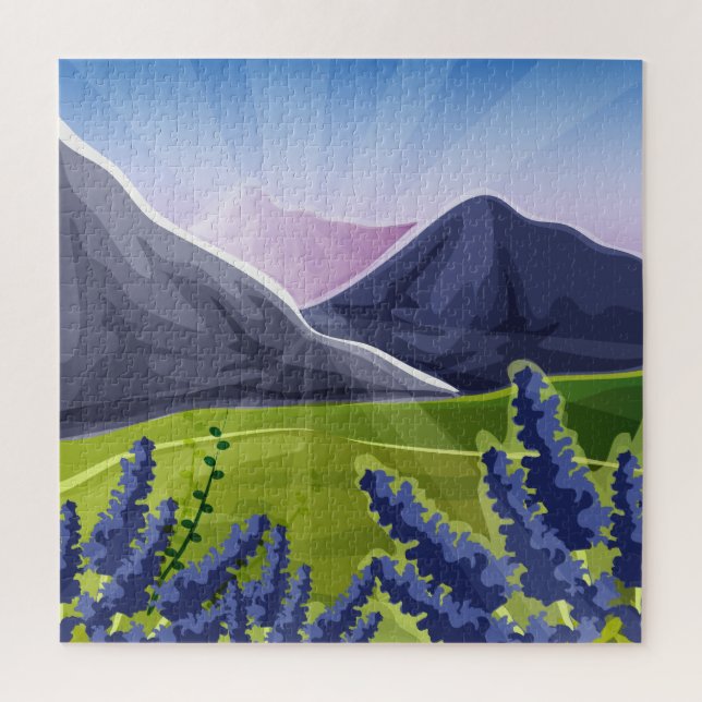 Quebra-cabeça Estilo de Pintura por Números | Flores Sol e Púrpu (Vertical)